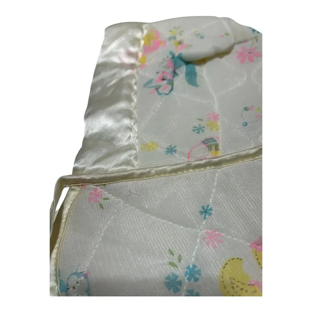 Vintage Baby Hood Detached Stand Alone Hood Satin Bears Flowers Print